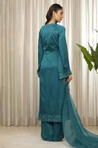 Teal richa long kurta set