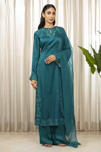 Teal richa long kurta set