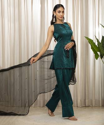 Teal jasmine kurta set 1
