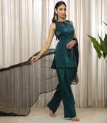 Teal jasmine kurta set