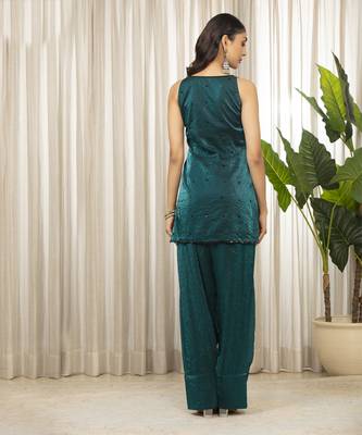Teal jasmine kurta set 2
