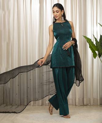 Teal jasmine kurta set 5