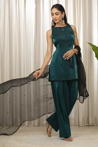 Teal jasmine kurta set