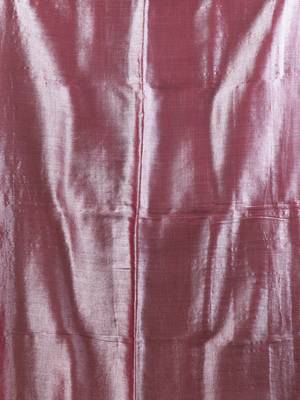 Red tissue soft saree with pompom 4
