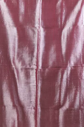 Red tissue soft saree with pompom