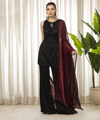 Siyah bell bottom kurta set 1