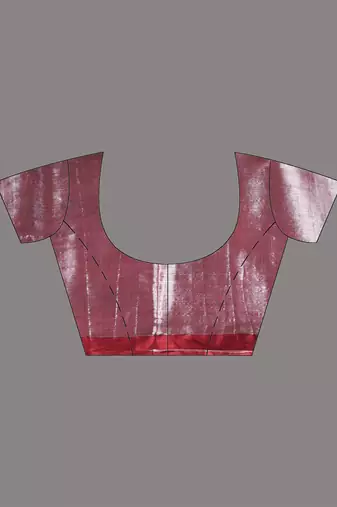 Red tissue soft saree with pompom