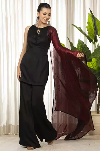 Siyah bell bottom kurta set