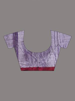 Violet tissue soft saree with pompom 5