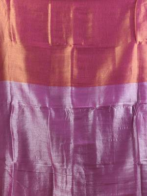 Pink tissue soft saree with pompom 4
