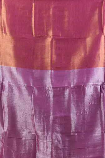 Pink tissue soft saree with pompom