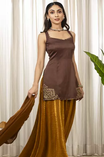 Jasmine goldenish sharara set