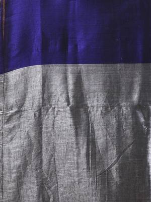 Grey and blue tissue soft saree with pompom 4