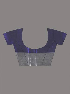 Grey and blue tissue soft saree with pompom 5