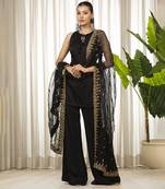 Siyah embroidered kurta bell bottom set