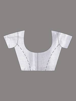White tissue soft saree with pompom 5