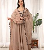 Organza Embroidery Anarkali Kurta Pant Salwar Suit Set