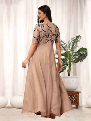 Trendmalls Organza Embroidery Anarkali Kurta Pant Salwar Suit Set 3
