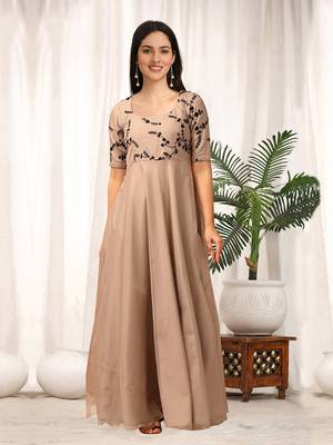 Trendmalls Organza Embroidery Anarkali Kurta Pant Salwar Suit Set 5