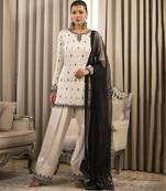 White on black kurta set