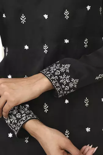 Black on black kurta set
