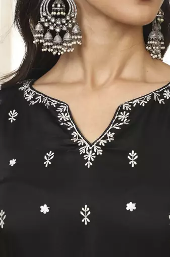 Black on black kurta set