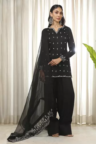 Black on black kurta set