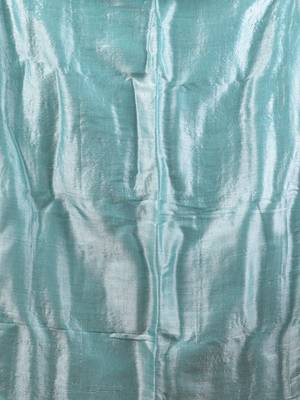 Aqua blue tissue soft saree with pompom 4