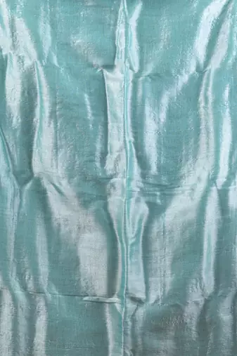 Aqua blue tissue soft saree with pompom