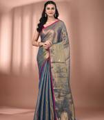Blue tissue soft saree with sequined work