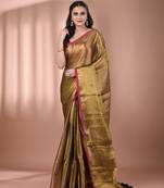 Golden tissue soft saree with sequined work