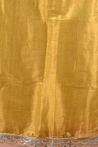 Blue and yellow shimmer tissue saree with gota patti borders