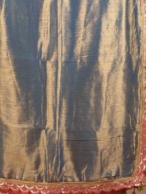 Lemon yellow and blue shimmer tissue saree with gota patti borders 4