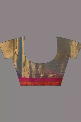 Lemon yellow and blue shimmer tissue saree with gota patti borders