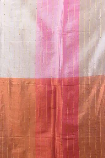 Dark and light pink tissue soft saree with pompom