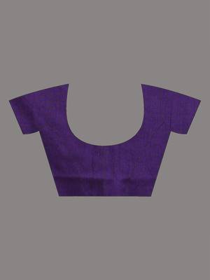 All over thread embroidery purple cotton handspun saree 5