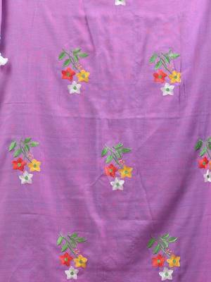 All over thread embroidery mauve cotton handspun saree 4