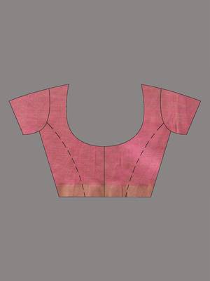 All over thread embroidery salmon pink cotton handspun saree 5