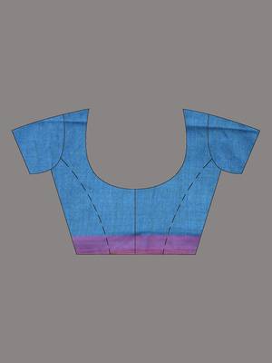 All over thread embroidery sapphire blue cotton handspun saree 5