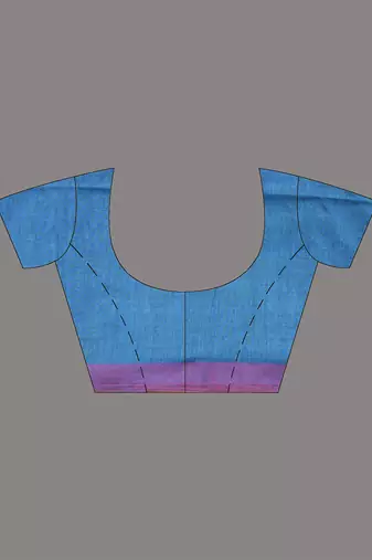 All over thread embroidery sapphire blue cotton handspun saree