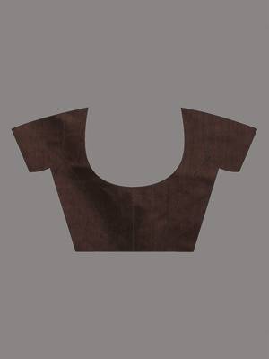 All over thread embroidery chocolate brown cotton handspun saree 5