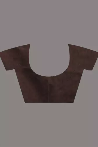 All over thread embroidery chocolate brown cotton handspun saree