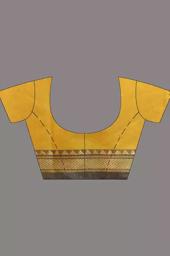 Yellow cotton handspun soft saree with texture borders
