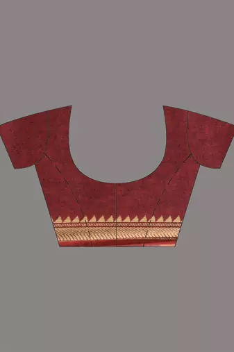 Maroon cotton handspun soft saree with texture borders