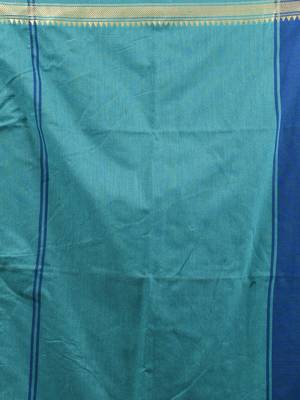 Sapphire blue cotton handspun soft saree with texture borders 4