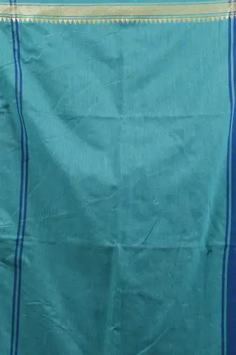 Sapphire blue cotton handspun soft saree with texture borders
