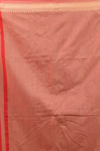 Red cotton handspun soft saree with texture borders