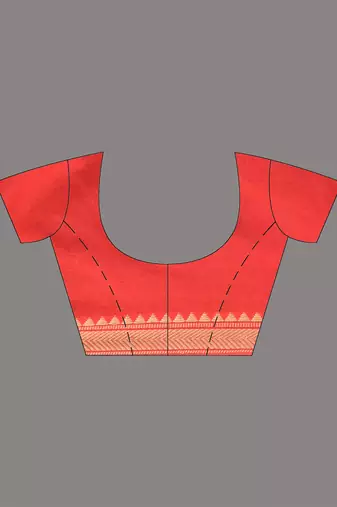 Red cotton handspun soft saree with texture borders