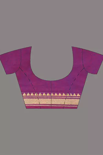 Purple cotton handspun soft saree with texture borders