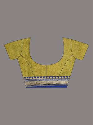 Sap green cotton handspun soft saree with texture borders 5